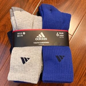 Adidas Kids Crew Socks - Blue and Gray